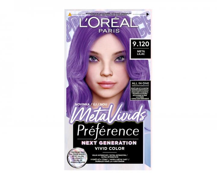 Zesvětlovač a barva na vlasy Loréal Paris Préférence Meta Vivids - 9.120 meta lilac - fialová