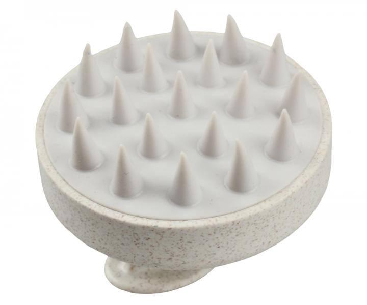 Silikonový masážní kartáč na pokožku hlavy Hairway Organica Silicone Head Massage Brush - béžový