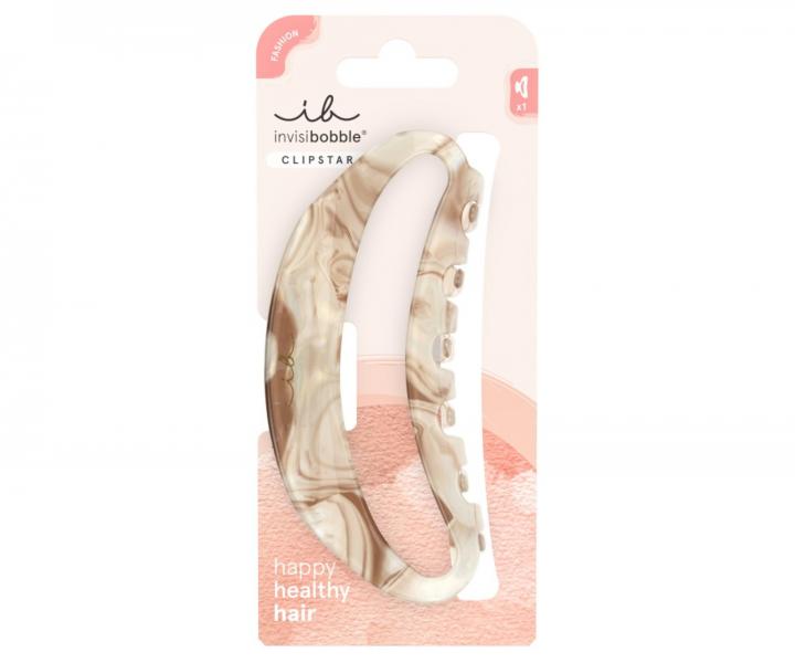Velký skřipec do vlasů Invisibobble Clipstar XL Amber Glow - béžovo-hnědý s jantarovým designem