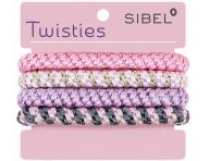 Sada barevn�ch gumi�ek do vlas� Sibel Twisties - r��ov�, 4 ks