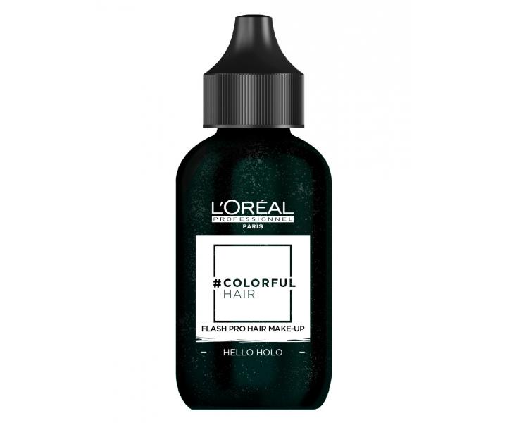 Jednodenn make-up na vlasy Loral Colorful Hair Flash - 60 ml, Hello Holo - zelen tpytky