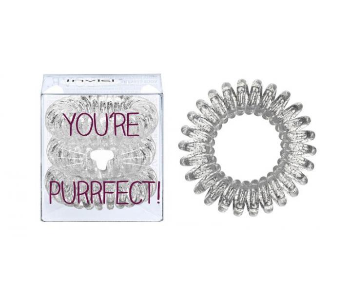 Gumička do vlasů Invisibobble You´re purrfect - průhledná s glitry