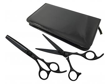 Sada kadeřnických nůžek 5,75" a efilačních nůžek 6,35" Olivia Garden Xtreme™ Matt Black Edition