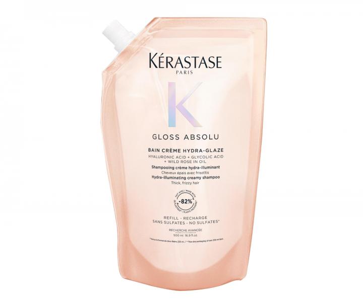 Hydrata�n� a rozjas�uj�c� �ampon pro pevn� a krepat� vlasy K�rastase Gloss Absolu Bain Cr�me Hydra-Glaze-500 ml, n�hradn� n�pl�
