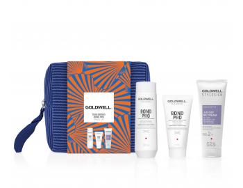 Cestovní sada pro hloubkové posílení vlasů Goldwell Dualsenses Bond Pro Travel Set + kosmetická taštička zdarma