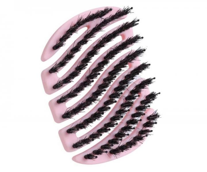 Kart�� na vlasy s kan��mi a nylonov�mi �t�tinami Sister Young Mila Pocket Hair Brush - sv�tle r��ov�