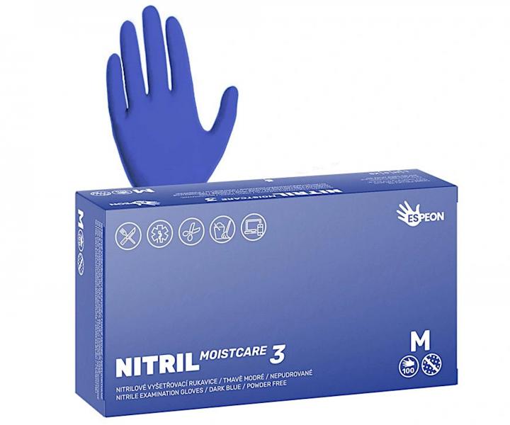 Nitrilové rukavice s hydratací Espeon Nitril Moistcare 3 - 100 ks, tmavě modré, velikost M