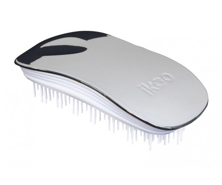 Kartáč na vlasy Ikoo Home Metallic Oyster - bílo-stříbrný