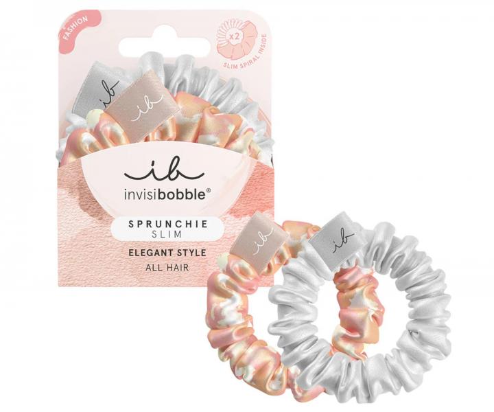 Ozdobné spirálové gumičky Invisibobble Sprunchie Slim Bella Chrome - 2 ks