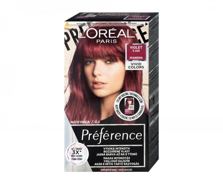 Permanentní barva na vlasy Loréal Préférence 5.260 Violet - fialová