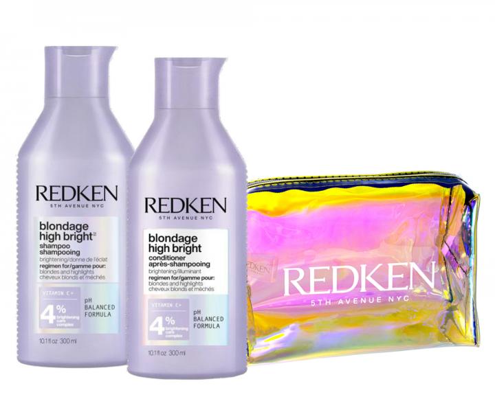 Sada pro rozjasnění blond vlasů Redken Blondage High Bright + kosmetická taštička zdarma