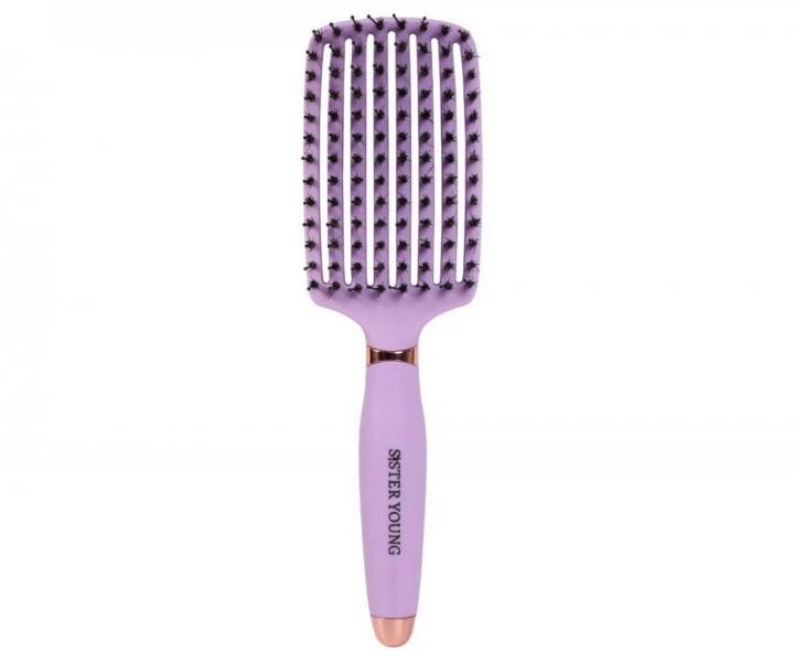 Kart�� na roz�es�v�n� a fouk�n� vlas� s kan��mi a nylonov�mi �t�tinami Sister Young Ovia Hair Brush - fialov�