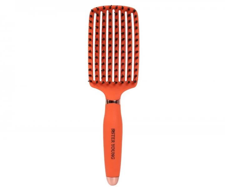 Kart�� na roz�es�v�n� a fouk�n� vlas� s kan��mi a nylonov�mi �t�tinami Sister Young Ovia Hair Brush - oran�ov�