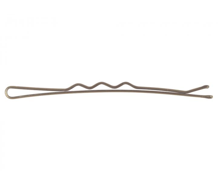 Vlnitá sponka Sibel Wavy - 5 cm, hnědá - 24ks