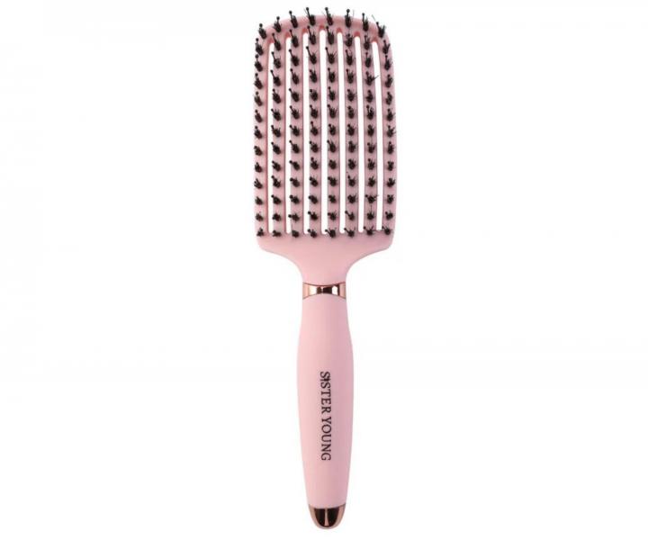 Kart�� na roz�es�v�n� a fouk�n� vlas� s kan��mi a nylonov�mi �t�tinami Sister Young Ovia Hair Brush - sv�tle r��ov�
