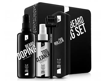 Masn vleek pro podporu rstu vous Angry Beard Beard Roller + istc sprej Tool Cleaner 50 ml - drkov sada