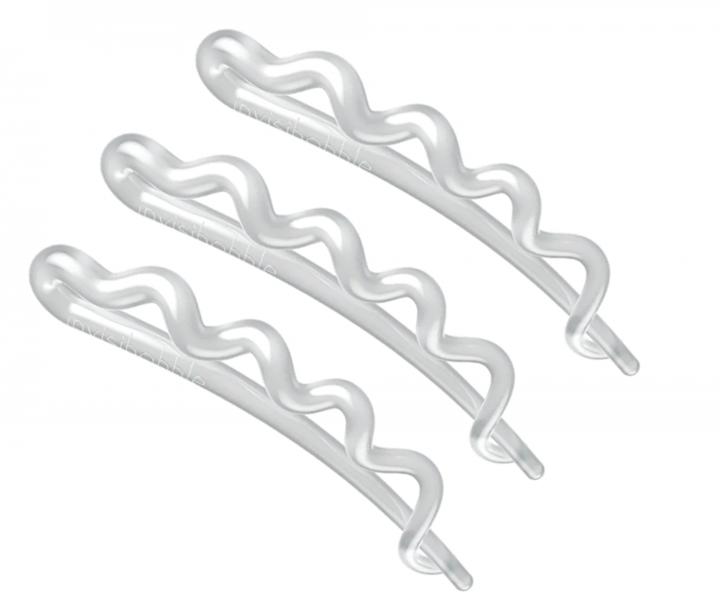 Spirálová sponka do vlasů Invisibobble Waver Plus Crystal Clear - 7,5 cm, čirá, 3 ks