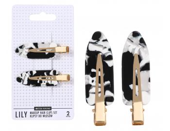 Spony do vlas� s podlo�kami Sister Young Lily Makeup Hair Clips Set - 6 cm, 2 ks - �ernob�l�