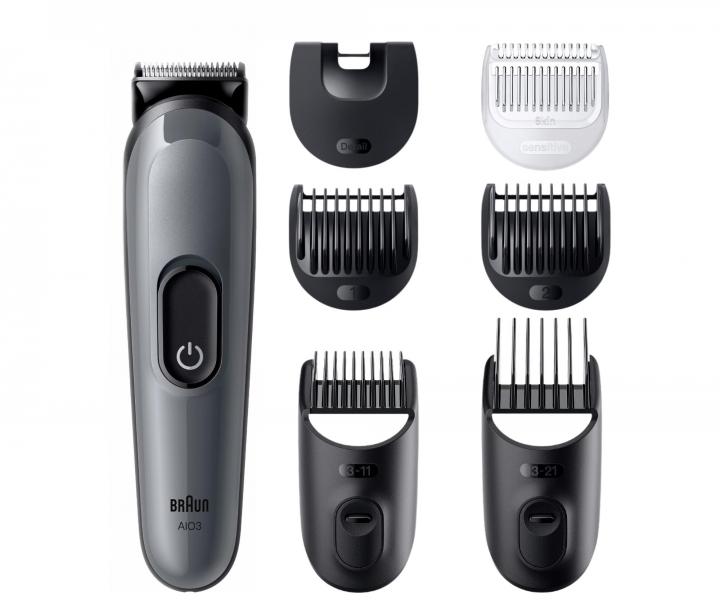Multifunkční zastřihovač vlasů, vousů a těla Braun Series 3 AIO 3540 - šedý