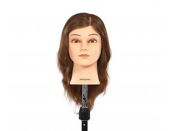 Cvičná hlava s přírodními vlasy LISA Original Best Buy - 40-50 cm, středně hnědá