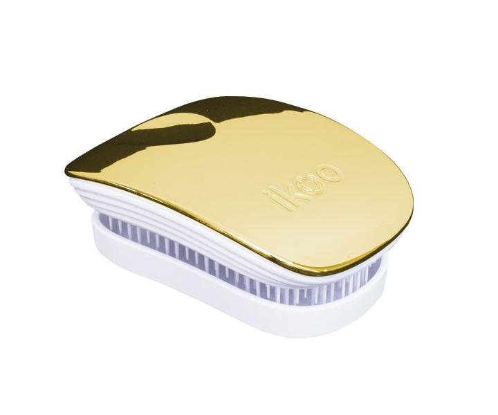 Cestovní kartáč na vlasy Ikoo Pocket Metallic Soleil - bílo-zlatý
