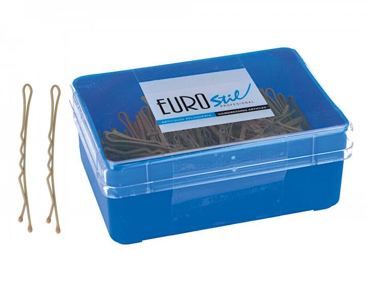 Vlnitá sponka Eurostil Profesional - 6,5 cm, matná zlatá - 200 ks