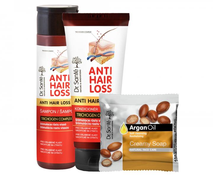 Sada pro podporu růstu vlasů Dr. Santé Anti Hair Loss - šampon 250 ml + péče 200 ml + mýdlo zdarma