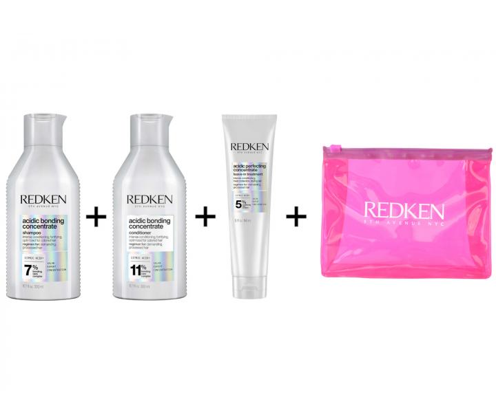 Sada Redken Acid Bonding Concentrate - šampon + péče + termoochrana + kosm. taštička ZDARMA