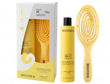 Dárková sada pro nepoddajné vlasy Selective Professional OnCare Smooth WeCareYou Kit - šampon + kartáč zdarma