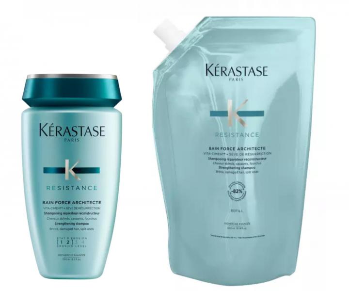 �ampon pro po�kozen� vlasy K�rastase Resistance Force Architecte - 250 ml + n�hradn� n�pl� 500 ml