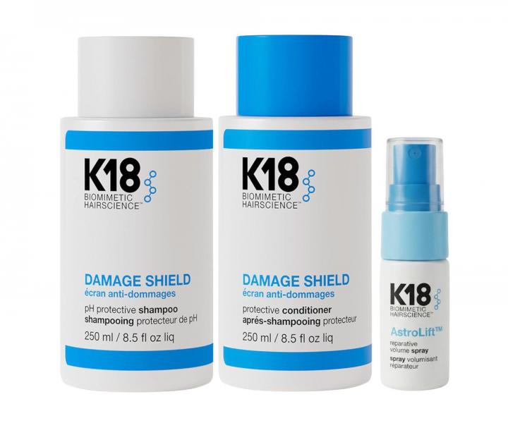 Sada pro ochranu a v��ivu vlas� K18 Damage Shield + lehk� sprej pro objem a obnovu vlas� AstroLift Volume Mist 15 ml zdarma