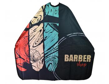 Pánská pláštěnka na stříhání vlasů a vousů Eurostil Profesional Barber - černá s potiskem