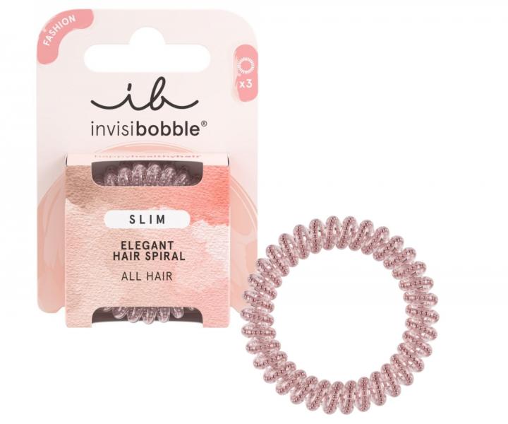 Tenk� spir�lov� gumi�ka do vlas� Invisibobble Slim Pink Monocle - r��ov�, 3 ks