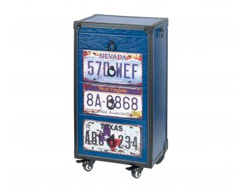 Kadeřnický pojízdný vozík Sibel Barber - modrý