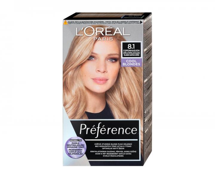 Permanentní barva Loréal Préférence 8.1 světlá popelavá blond