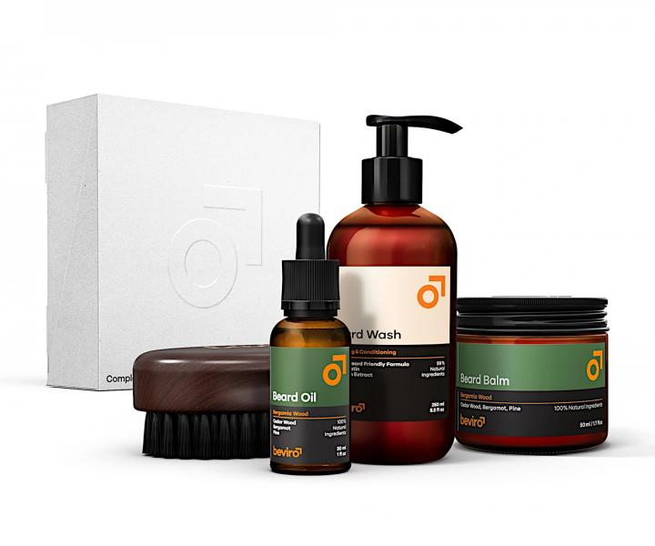 Pnsk drkov sada na vousy Beviro Complete Beard Set Bergamia Wood