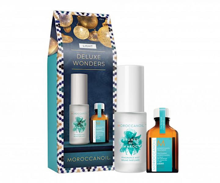 Dárková sada lehké olejové péče a vůně na vlasy a tělo Moroccanoil Deluxe Wonders Light