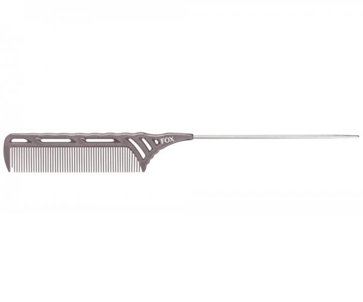 Hřeben na vlasy s kovovým hrotem Fox Earth Color 1509380 - 22,7 cm, šedý