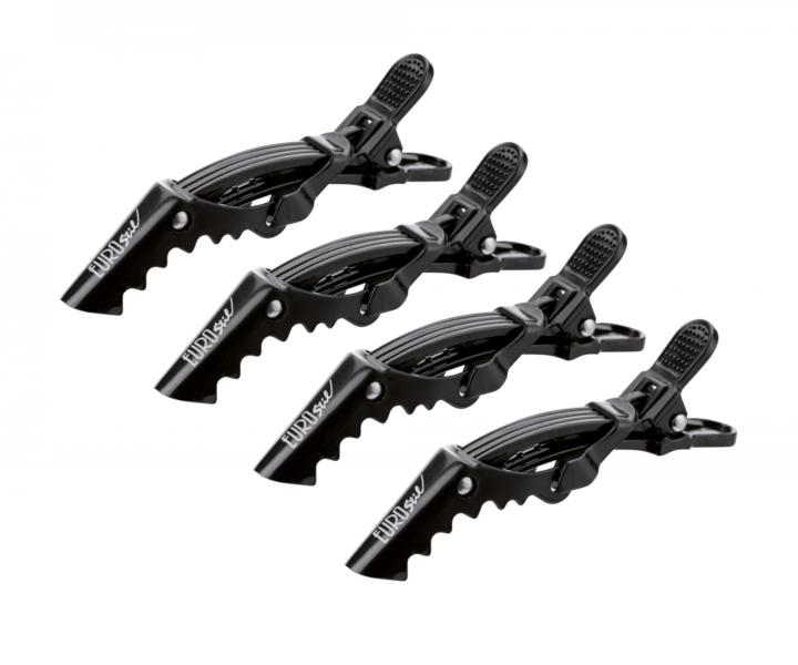 Klipsy do vlasů Eurostil Profesional Bag 4 Dragon Clips - 9 cm, černé, 4 ks