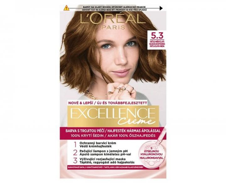 Permanentní barva Loréal Excellence 5.3 světle hnedá zlatá