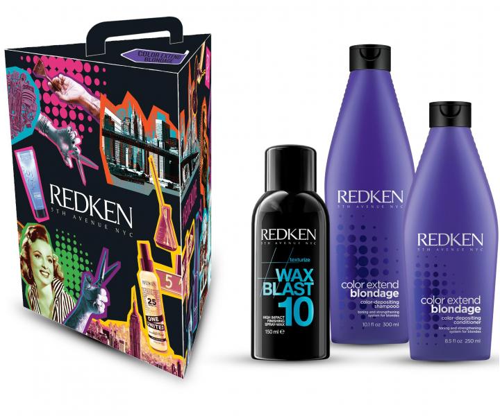 Dárková sada pro neutralizaci žlutých tónů Redken Color Blondage - šampon + vosk + péče ZDARMA