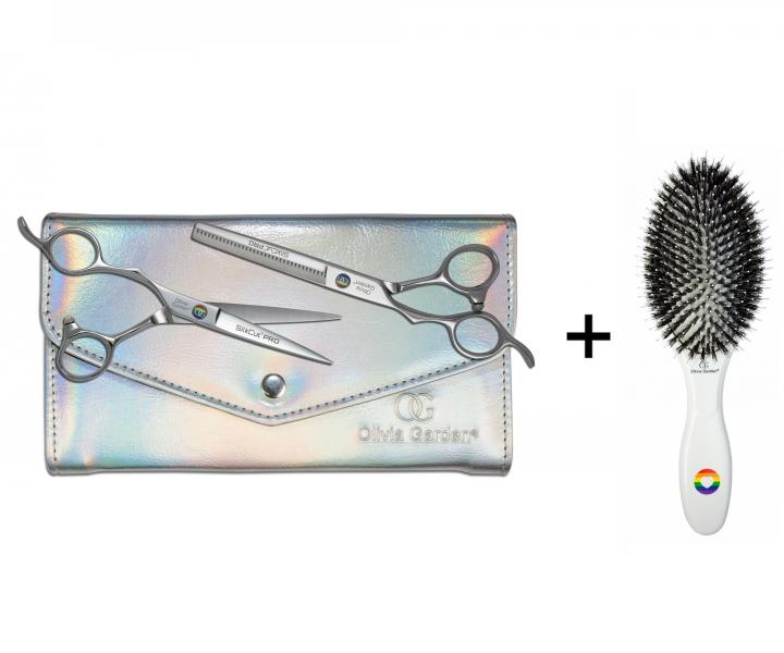 Sada nůžek pro leváky 5,75" a 6,35" Olivia Garden SilkCut Pride Edition + kartáč zdarma