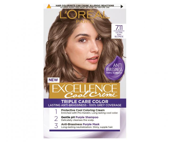 Permanentn barva Loral Excellence Cool Creme 7.11 ultra popelav blond
