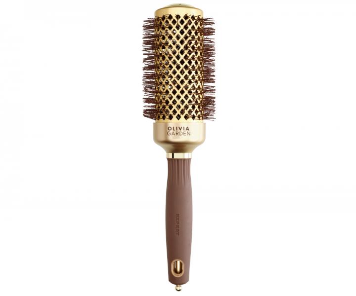 Kulatý foukací kartáč na vlasy Olivia Garden Expert Blowout Shine Gold & Brown - 43 mm