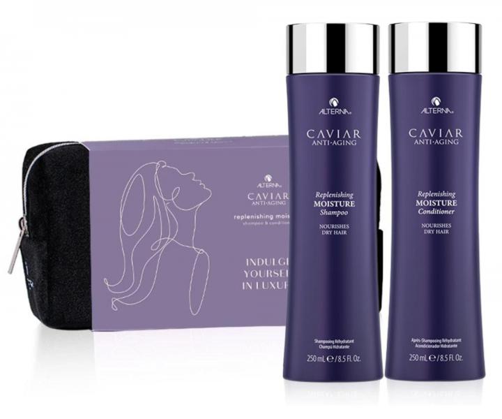 Dárková sada pro hydrataci suchých vlasů Alterna Caviar Anti-Aging Replenishing Moisture + taštička zdarma