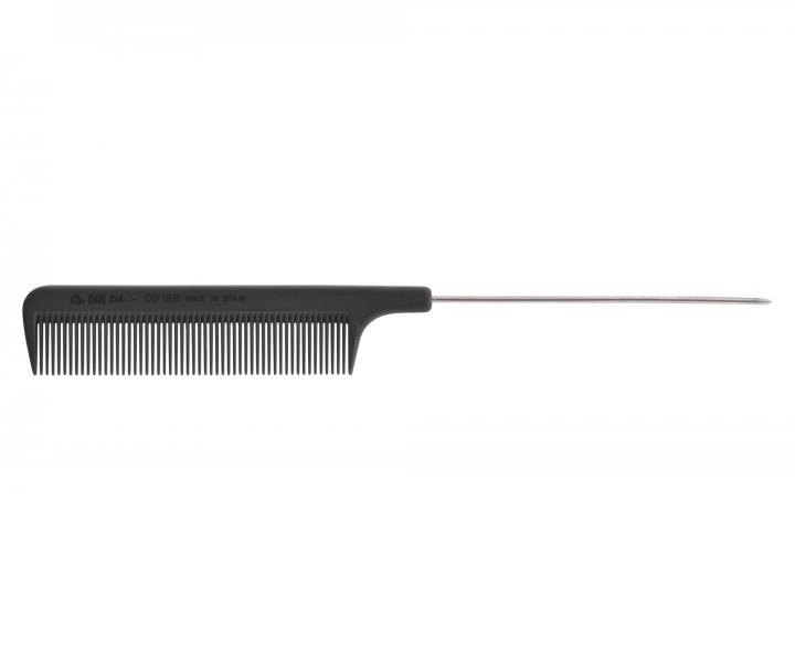 Karbonový tupírovací hřeben s kovovým hrotem Eurostil Profesional Carbon Antistatic - 22,3 cm