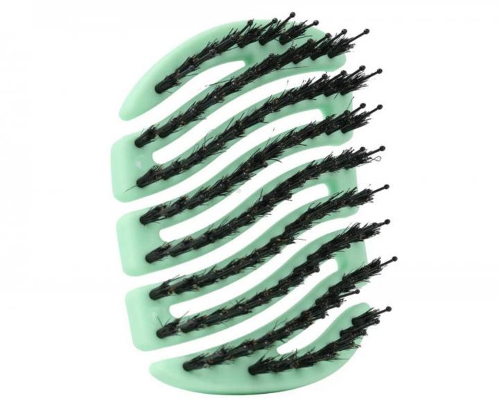 Kart�� na vlasy s kan��mi a nylonov�mi �t�tinami Sister Young Mila Pocket Hair Brush - sv�tle zelen�