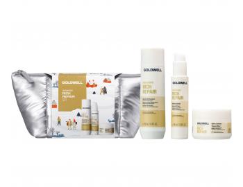 D�rkov� sada pro such� a po�kozen� vlasy Goldwell Dualsenses Rich Repair Set + kosmetick� ta�ti�ka zdarma