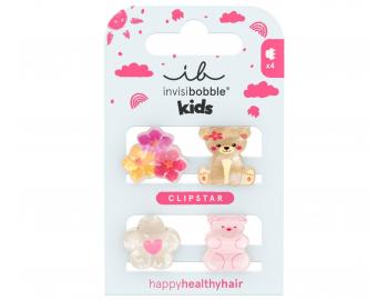 D�tsk� vesel� sk�ipe�ky do vlas� Invisibobble Clipstar Kids Bearly Bloomed - 4 ks