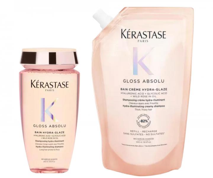 Rozjas�uj�c� �ampon pro vlasy se sklonem ke krepat�n� K�rastase Gloss Absolu Bain Hydra-Glaze - 250 ml + n�hradn� n�pl� 500 ml